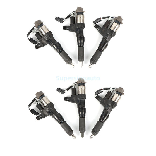 6x Fuel Injectors 095000-6593 VH23670E0012 for Hino J08E Kobelco SK200-8 SK350-8
