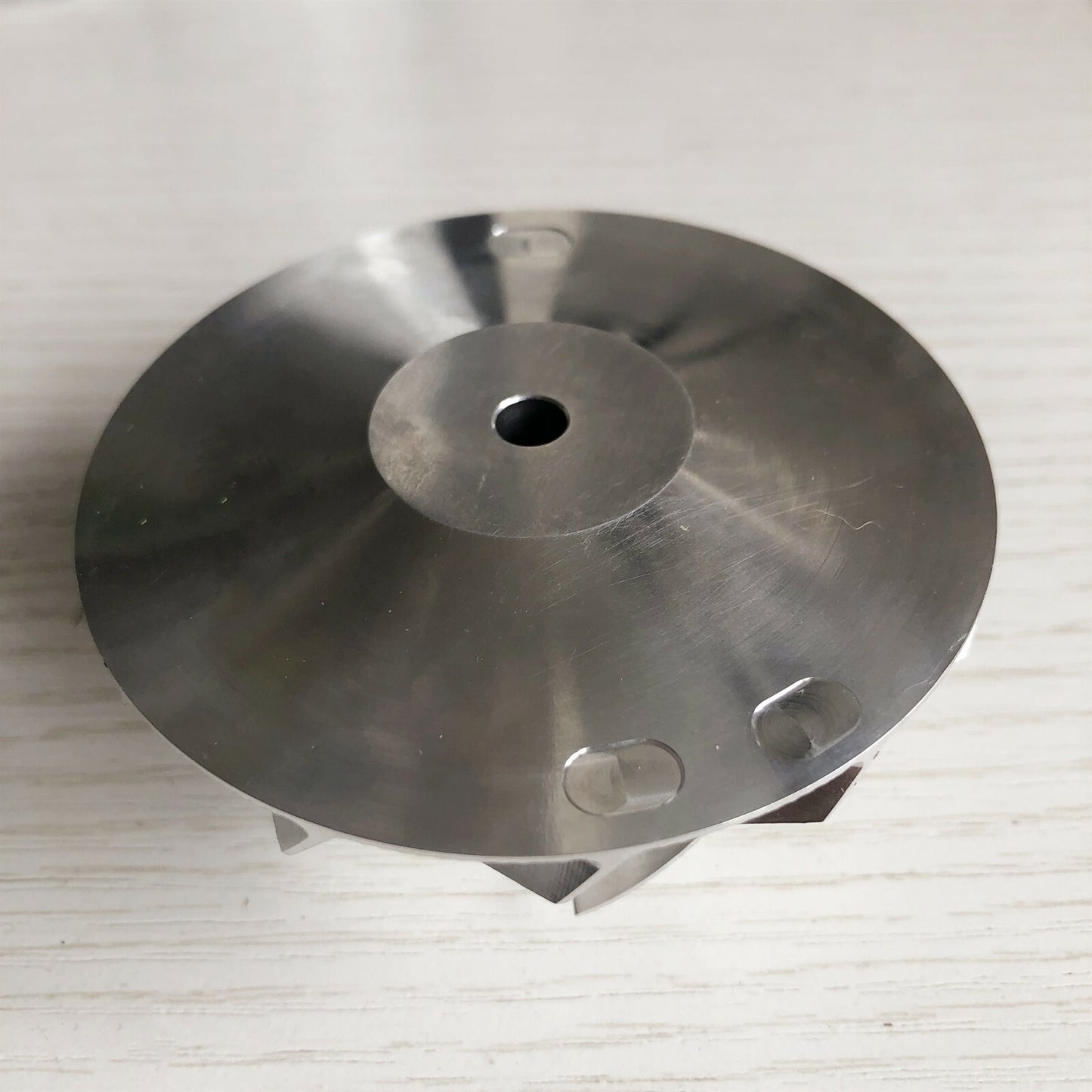 GT3037 Reverse 6+6 Blade 57.04/76.13 mm Bore: 5.99 mm Billet Compressor Wheel