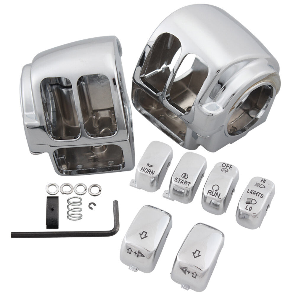 Chrome Hand Control Switch Housing Cover w/6pcs Button Caps for Harley Sportster