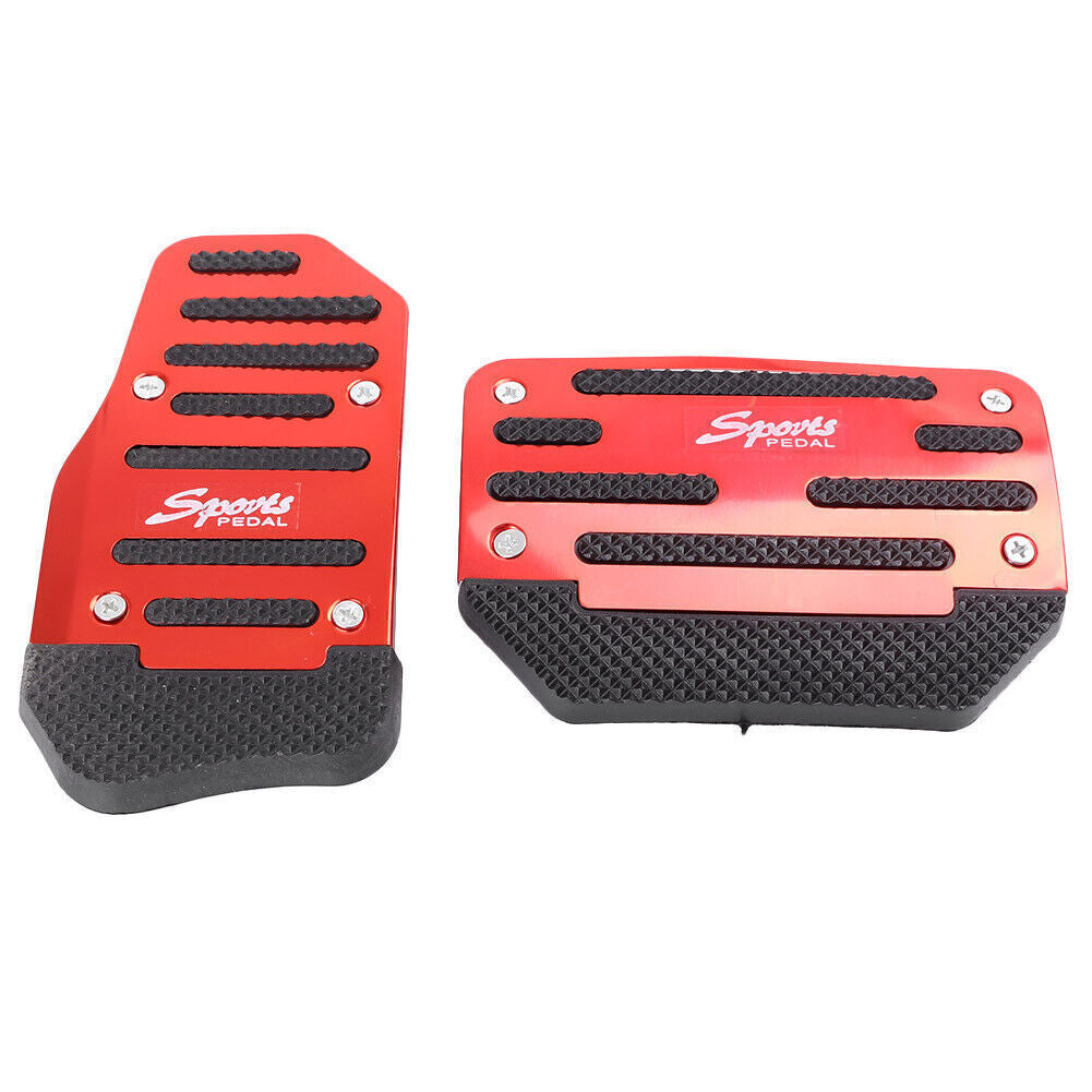 Manual Brake Footrests Sport Foot Pedals Set Aluminum Anti-slip Red Car Red Auto