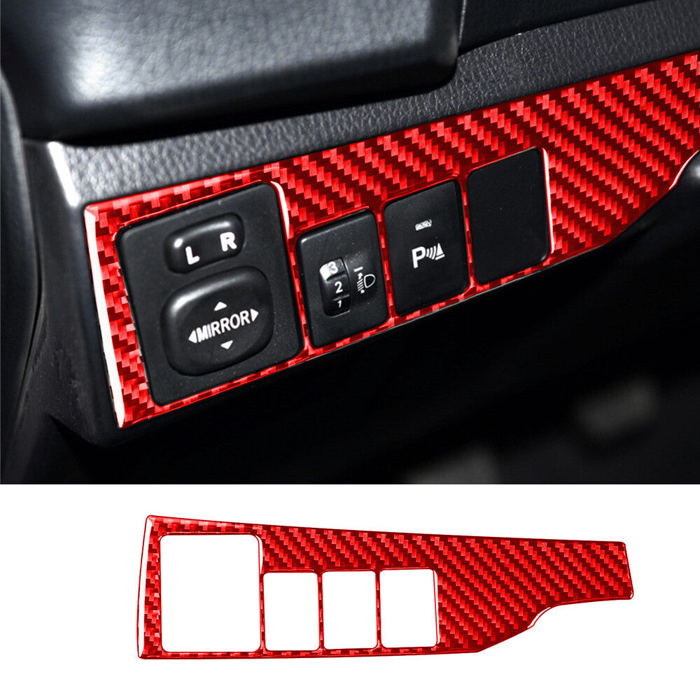 Red Carbon Fiber Interior Headlight Switch Panel Trim For T@yota for Corolla 2014-18