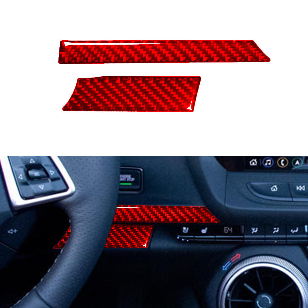 Red Carbon Fiber Steering Wheel Right Panel Trim for Chevrolet Camaro 2016-2018