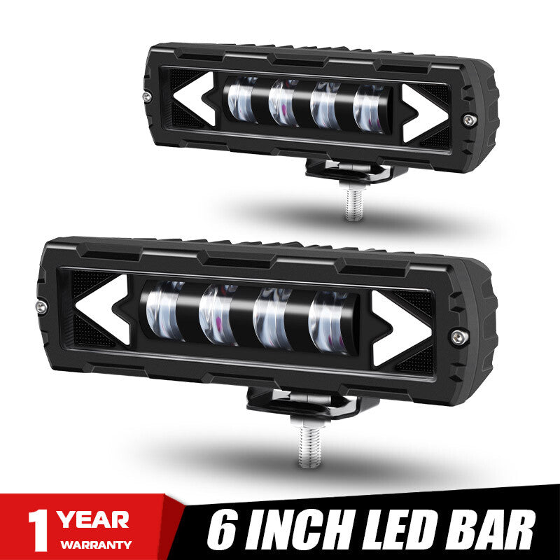 6 LED Driving Light Bar Work Fog DRL Amber/White Dual Color Offroad SUV ATV