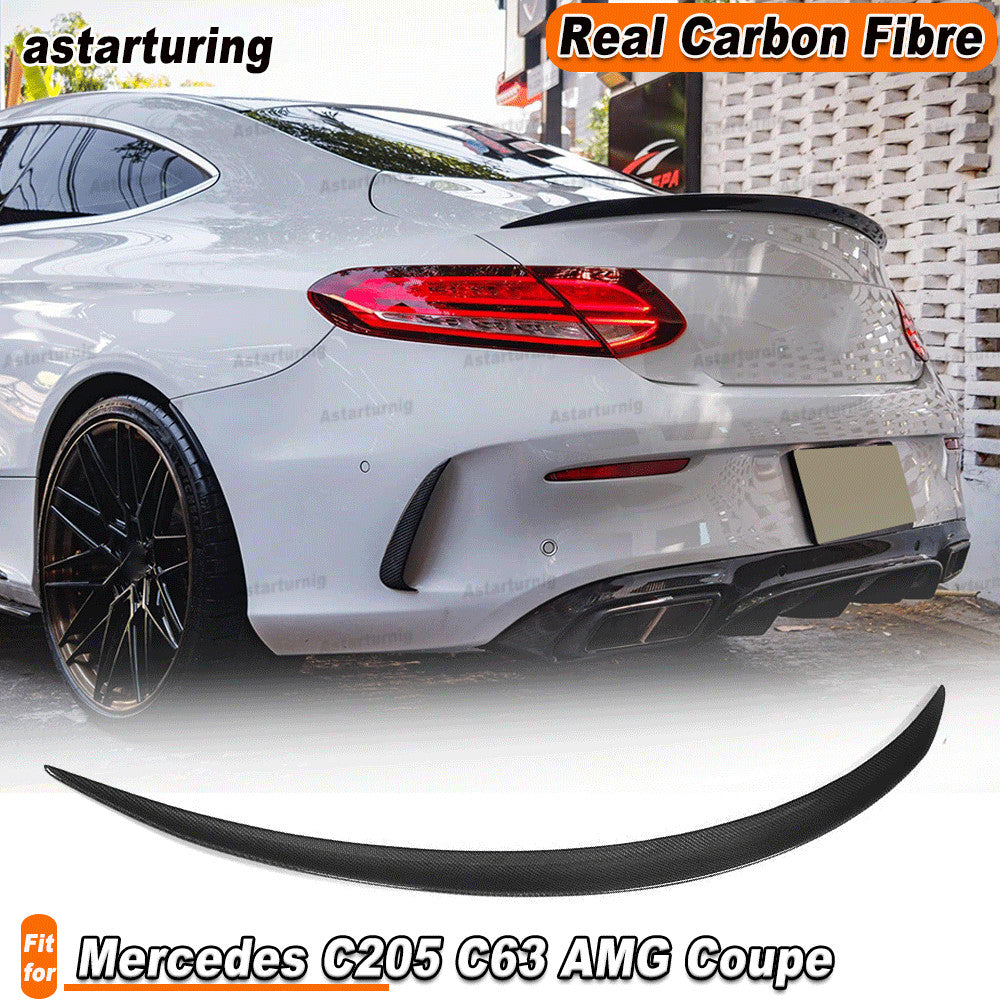 for Mercedes C205 C63 Coupe REAL Carbon Fiber Rear Trunk Spoiler Wing Lip