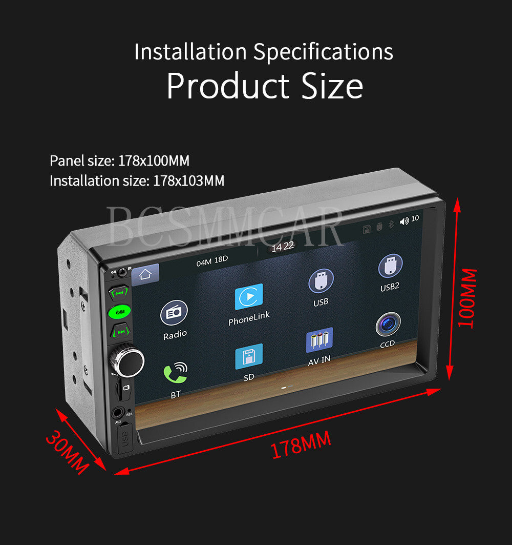 For Apple CarPlay Android Auto 7 2DIN Car Stereo Radio Head Unit Touch Screen