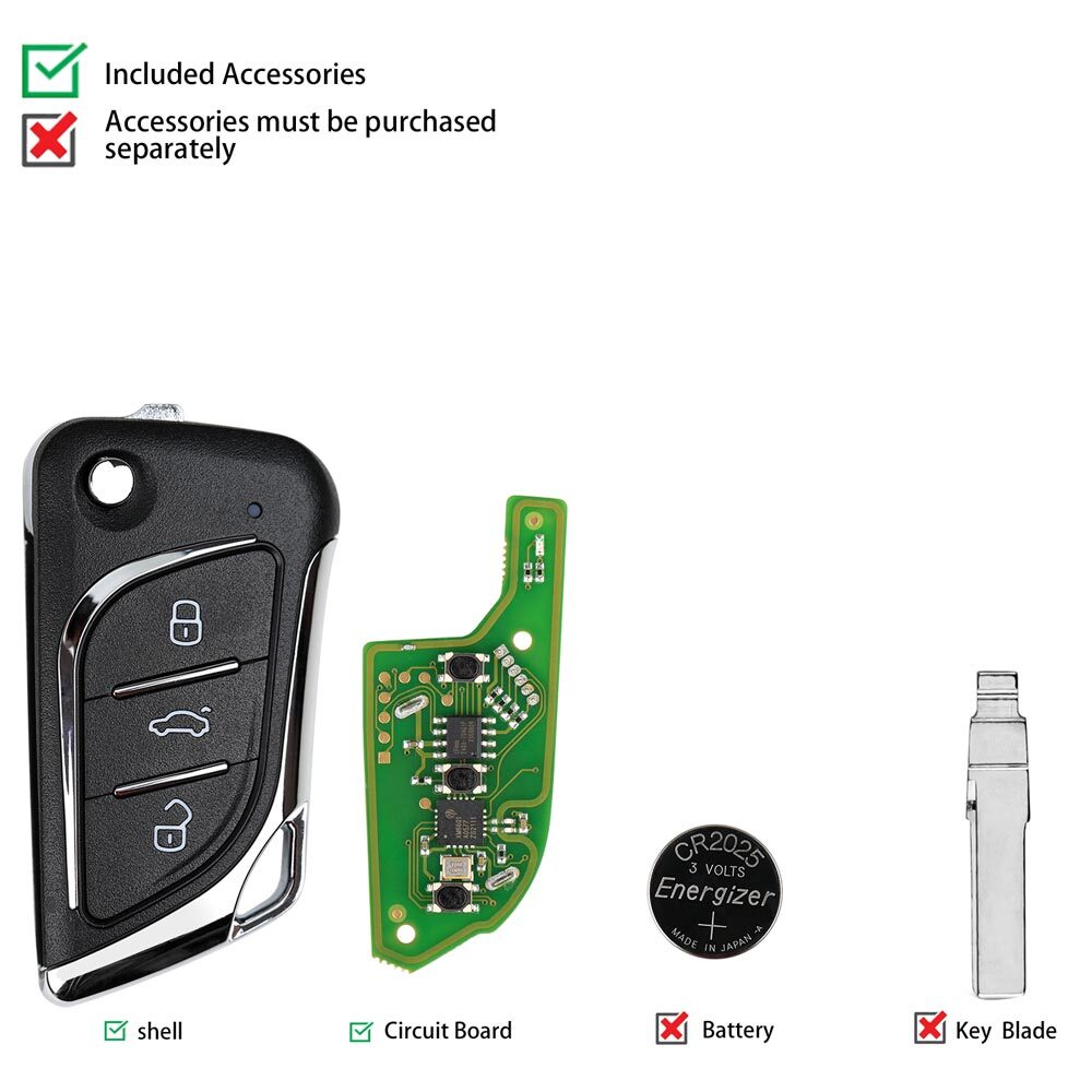 5Pcs XKLKS0EN Universal Flip Wire Remote Key for Lexus Style 3 Buttons HK