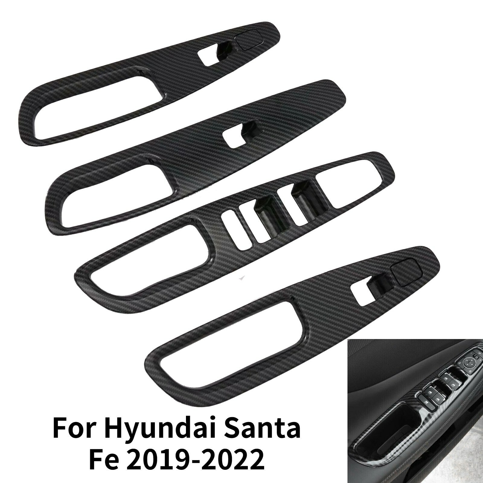 for Hyundai Santa Fe 2019-2022 Carbon Fiber Style Window Lift Switch Cover Trim