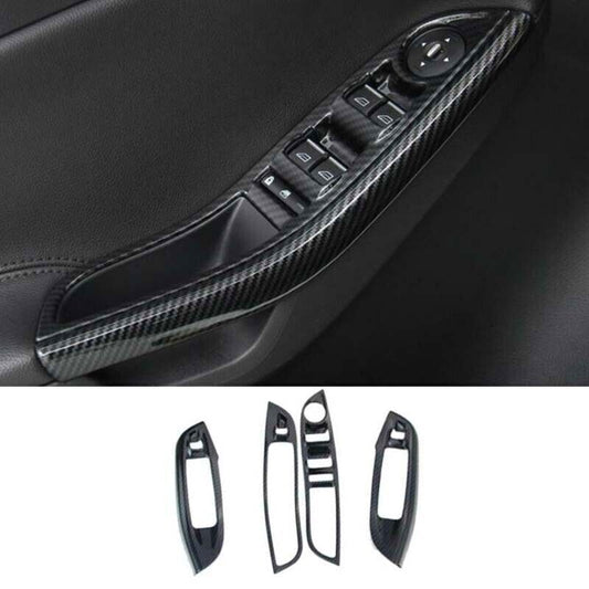 for Ford Focus 2012-18 Carbon Fiber Look Window Lift Panel Switch Cover Trim 4P