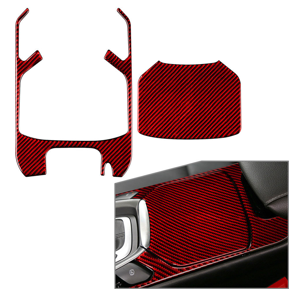 2x Central Console Gear Shift Water Cup Cover Trim Fit for Ford Mondeo 13-16 Red LHD