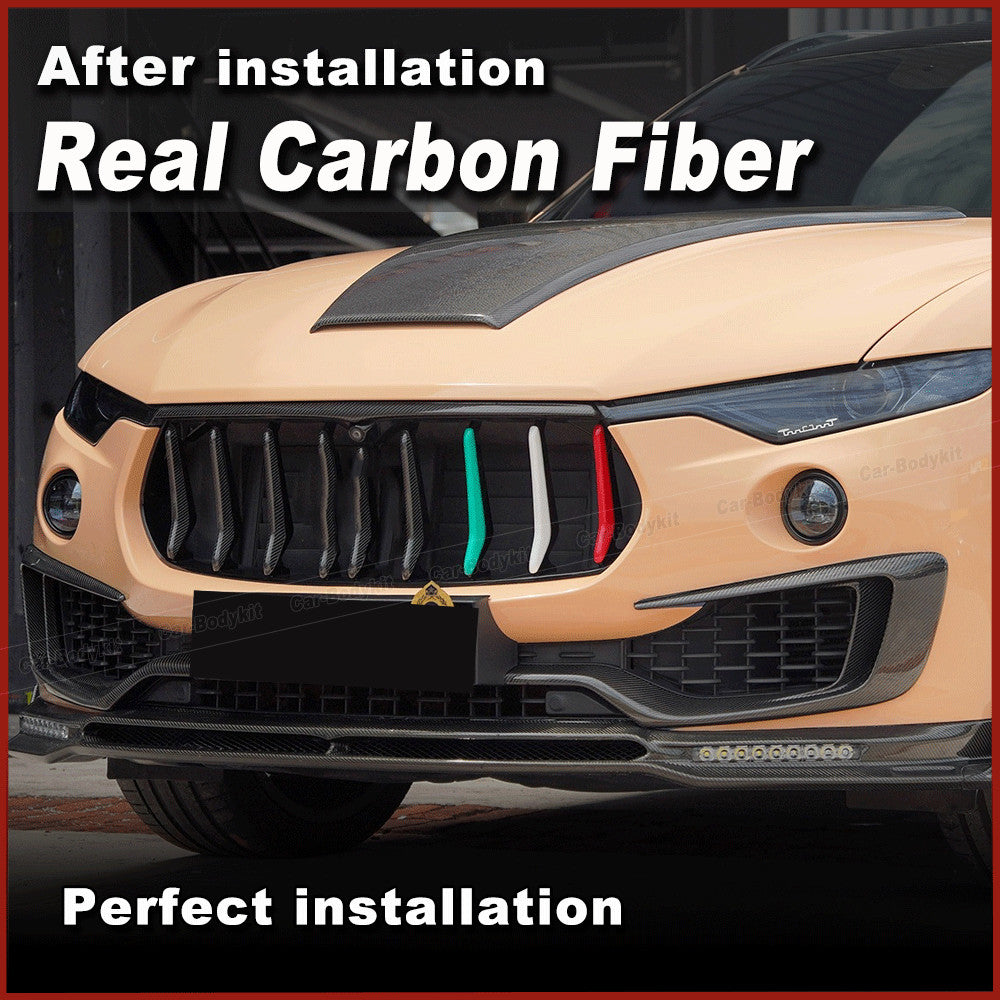 Fit for Maserati for Levante 16-20 Front Grill Grille Trim Frame Strips REAL Carbon