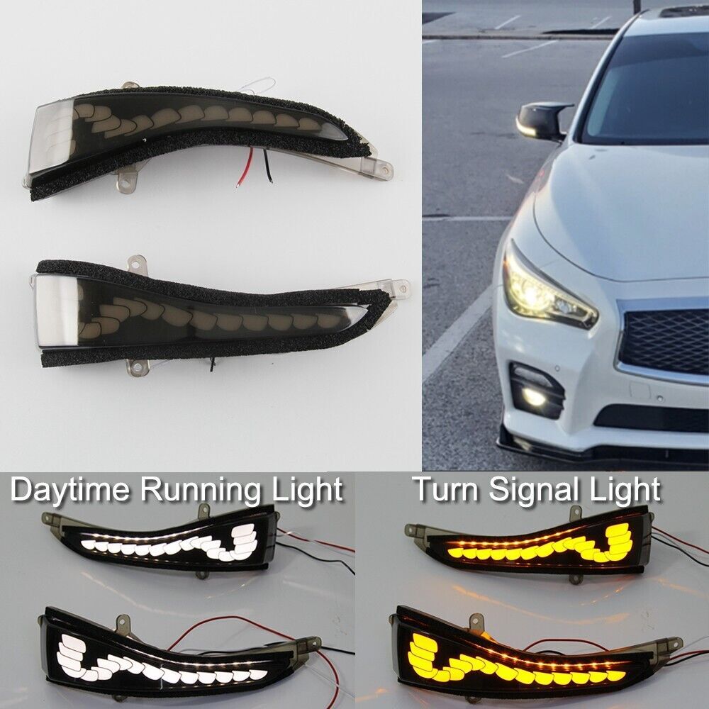 LED Mirror Sequential Turn Signal Light Assembly for Infiniti Q50 Q60 2014-2022