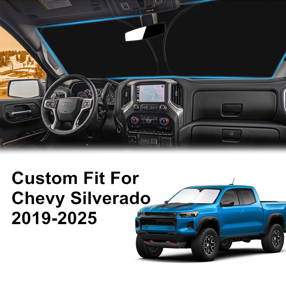 For 2019-2025 for Chevy Silverado 1500 Cab Front Windshield Sunshade UV Block Cover