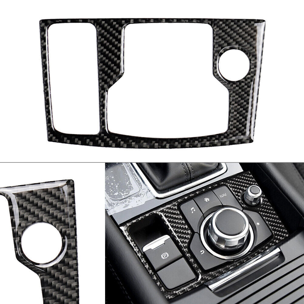 Kohlefaser Innere Multimedia Taste Abdeckung Trim F¨¹r for Mazda 3 Axela 2017 2018