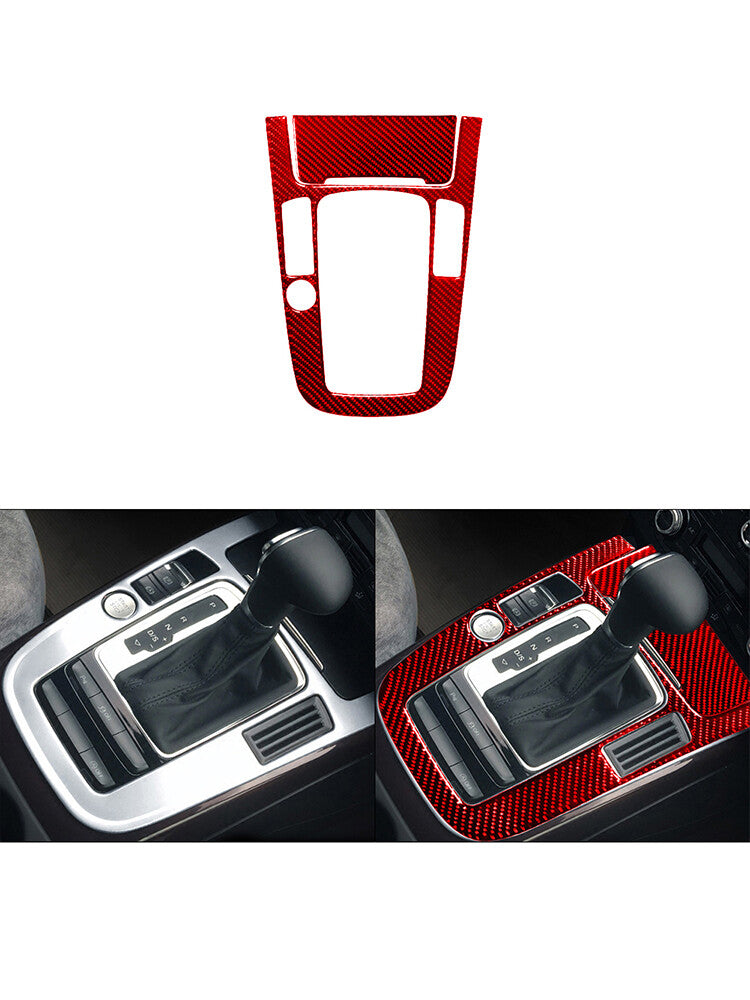 for Audi Q5 2009-2017 2Pcs Gear Shift Frame Trim Cover Decor Carbon Fiber Red
