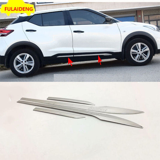 Silver Side Door Body Protection Molding Cover Trims for Nissan Kicks 2017-2021