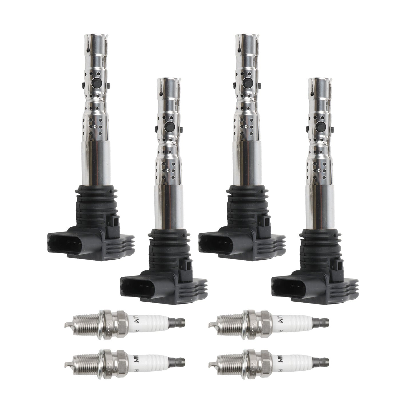 UF411 4X Ignition Coils+4X Spark Plugs for VW Beetle for Golf for Passat for Audi A4 TT 1.8L