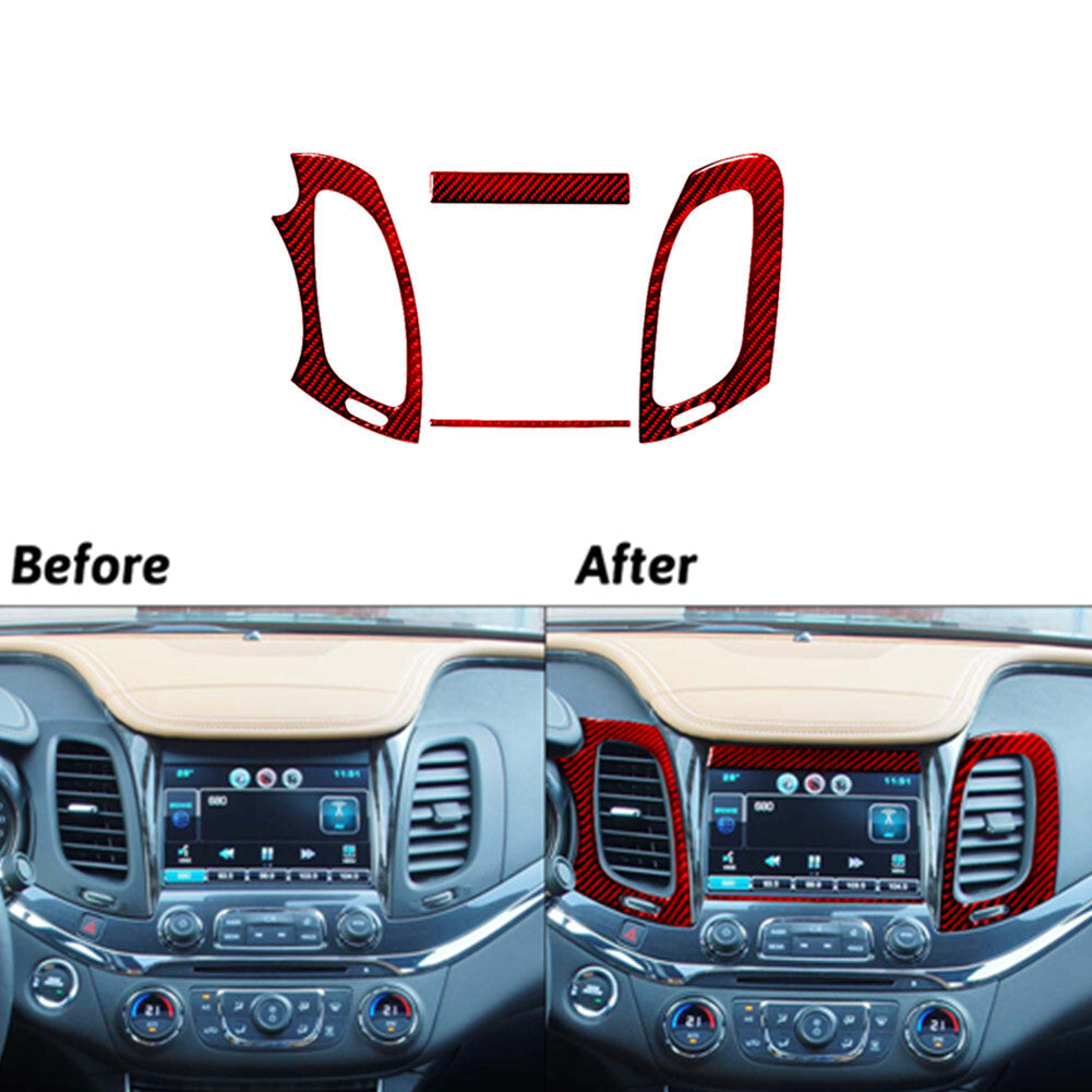 Red Carbon FiberLeft & Right Vents+Navigation Trim for Chevy Impala 2014-2020