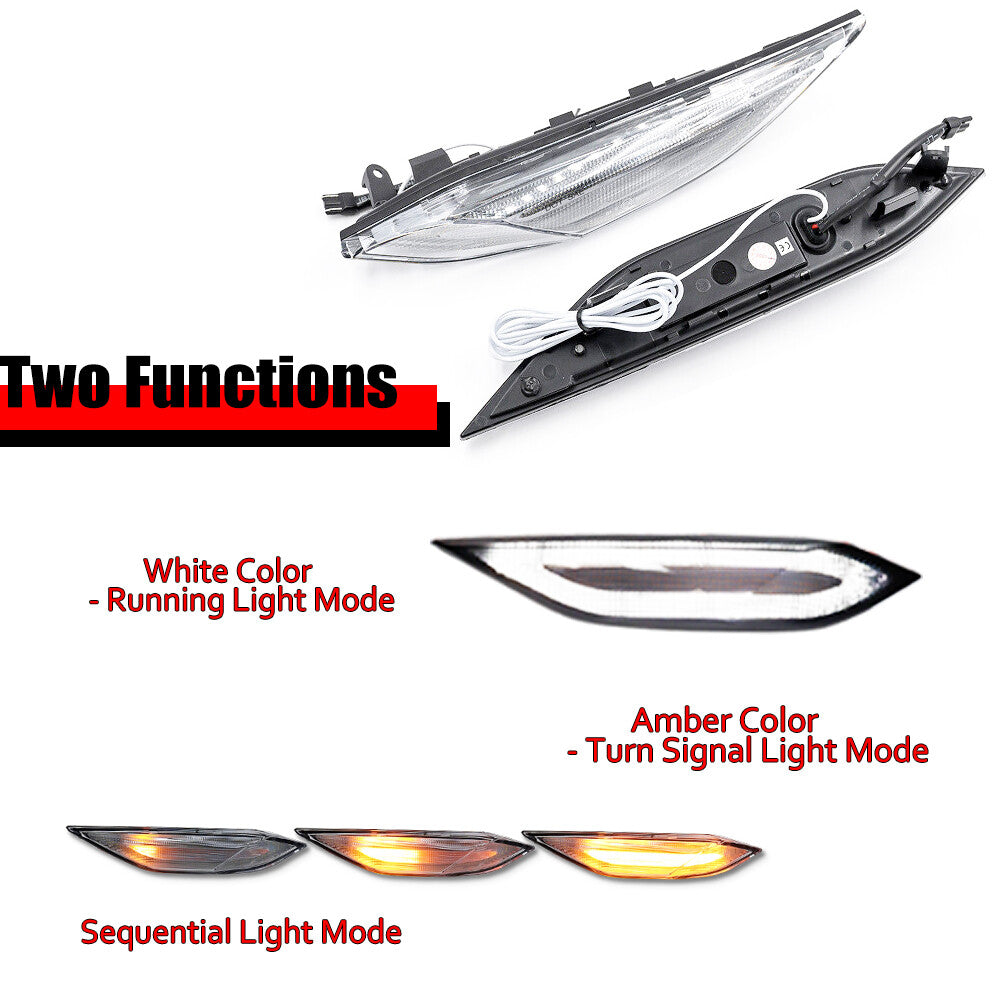 Transparent dynamic LED front DRL turn signals applicable to 11-14 for Porsche for Cayenne Turbo S GTS