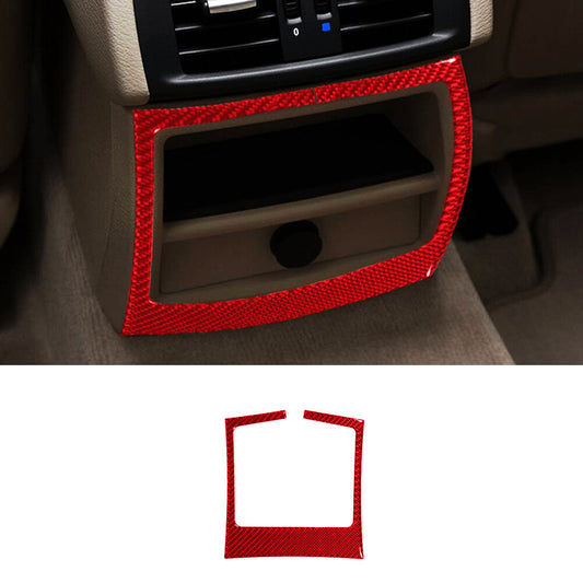 Red Carbon Fiber Rear Storage Box Frame Cover Trim for BMW X3 F25 X4 F26 2011-17