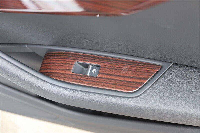 Car Glass Window Lifting Lock Panel Trim 4PCS Fit for Audi A5 2017-2019 Red Wood