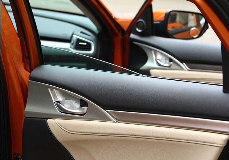 Inner Door Handle Cover Trim 4 Fit for Honda for Civic 10th 2016-2021 Silver Matte