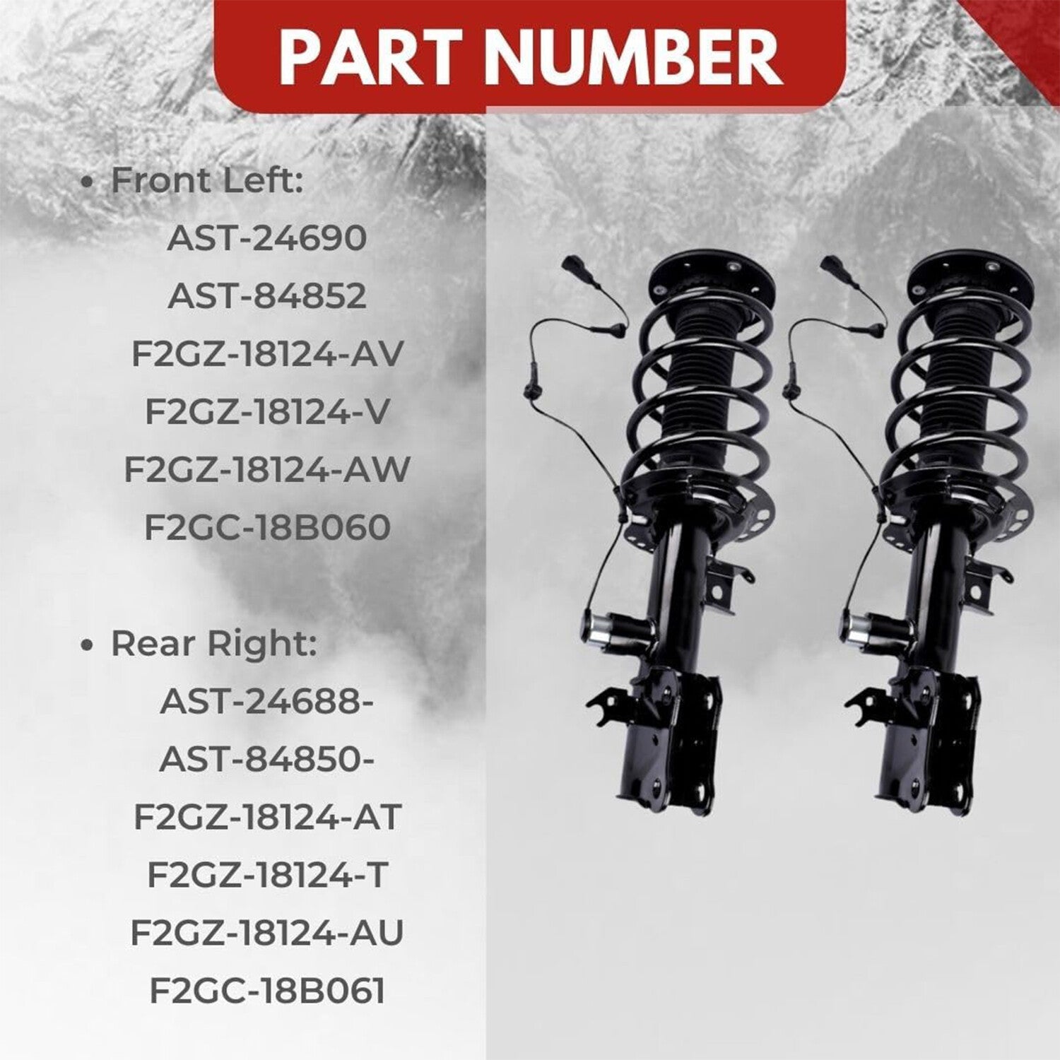 4-piece front and rear shock absorber strut assembly with electronic adjustment, suitable for Lincoln MKS 2013-16