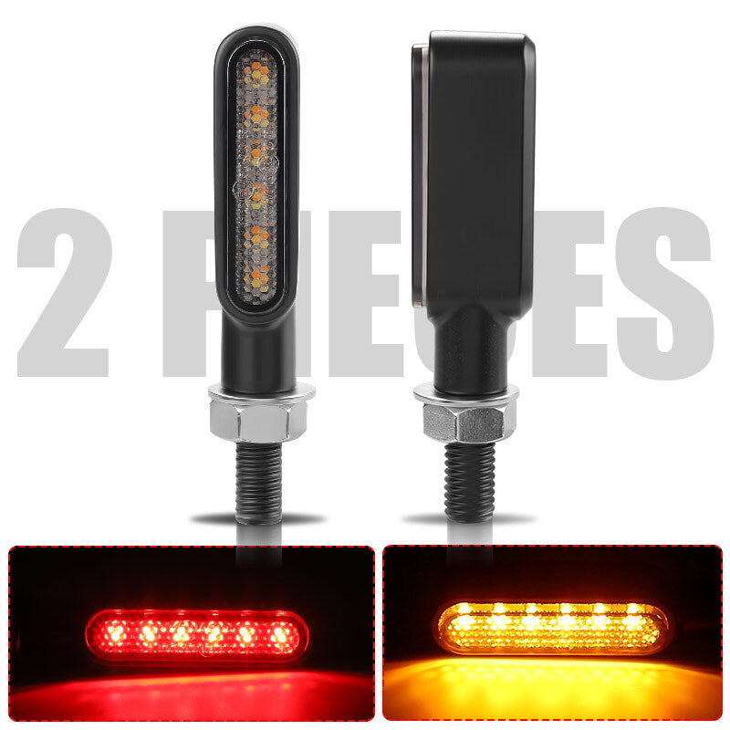 2X Motorcycle LED Turn Signal Light Back Rear Brake Light Flowing Indicator Lamp