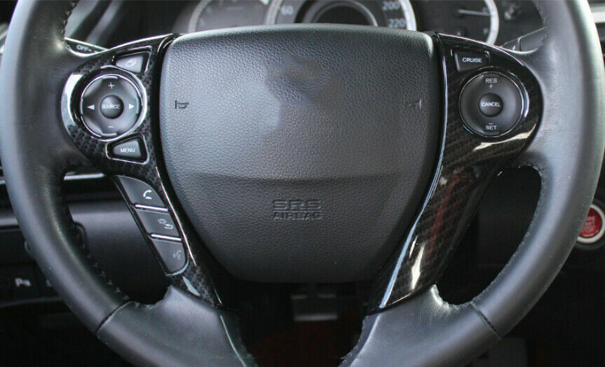 Front Steering Wheel Frame Cover Trim for Honda Accord 9th 14-2017 Carbon Fiber
