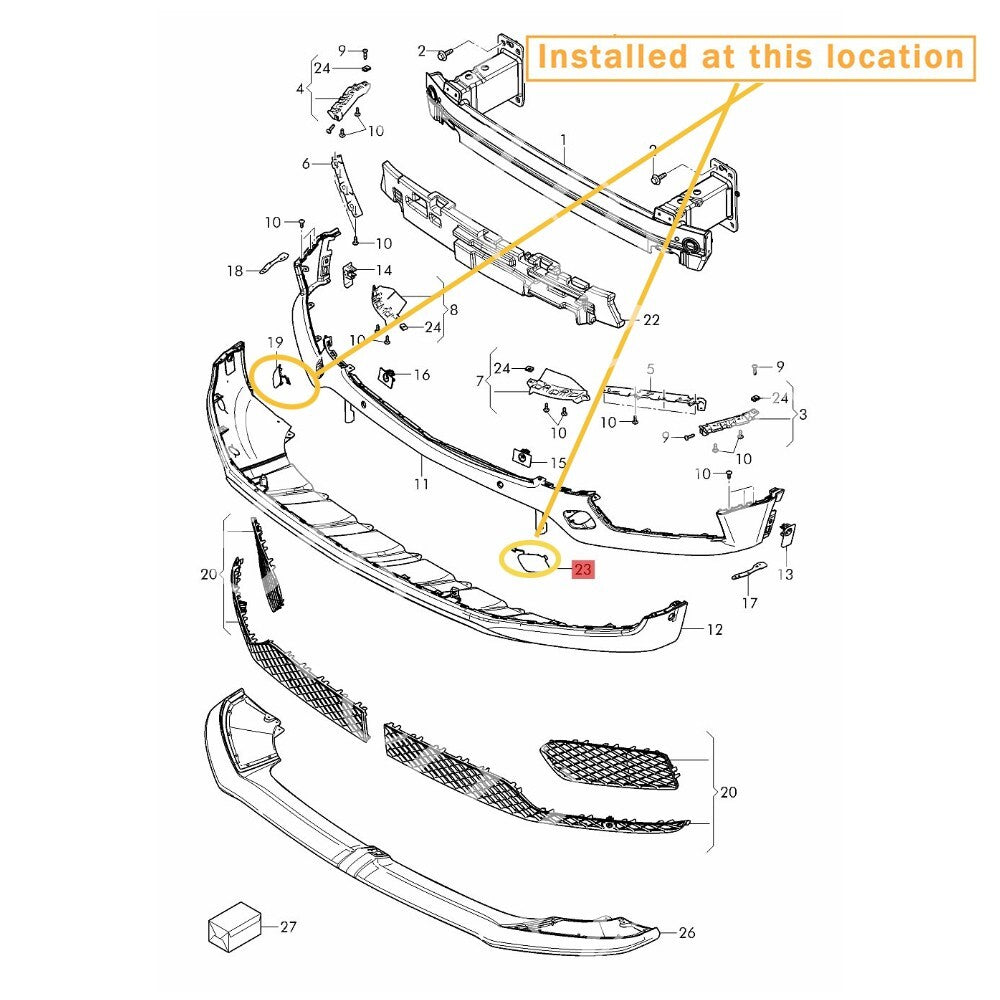 Equipment Manufacturer ( ) kit for 2016-2019 for Bentley BUMPER TOW COVER: 36A807427/7428