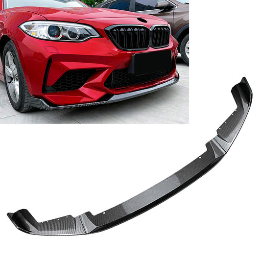 Carbon Fiber Black CS Style Front Bumper Spoiler Lip for BMW F87 M2 2016-2021