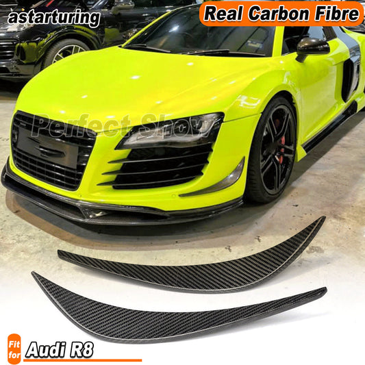 for Audi R8 V8 V10 2007-2015 Real Carbon Front Bumper Splitter Canard Fins Lips