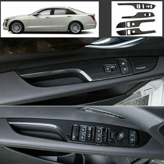 for Cadillac CT6 2016-2020 Carbon Fiber Look Window Lift Panel Switch Cover Trim