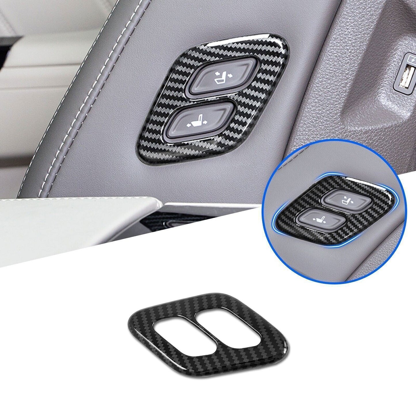 for Kia Carnival 22-24 Carbon Fiber Look for Seat Adjustment Button Frame Cover Trim