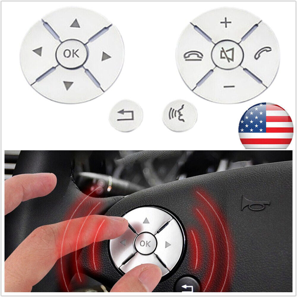 1x Car Steering Wheel Button Cover Sticker Trim for Benz C-Class E-Class S-Class