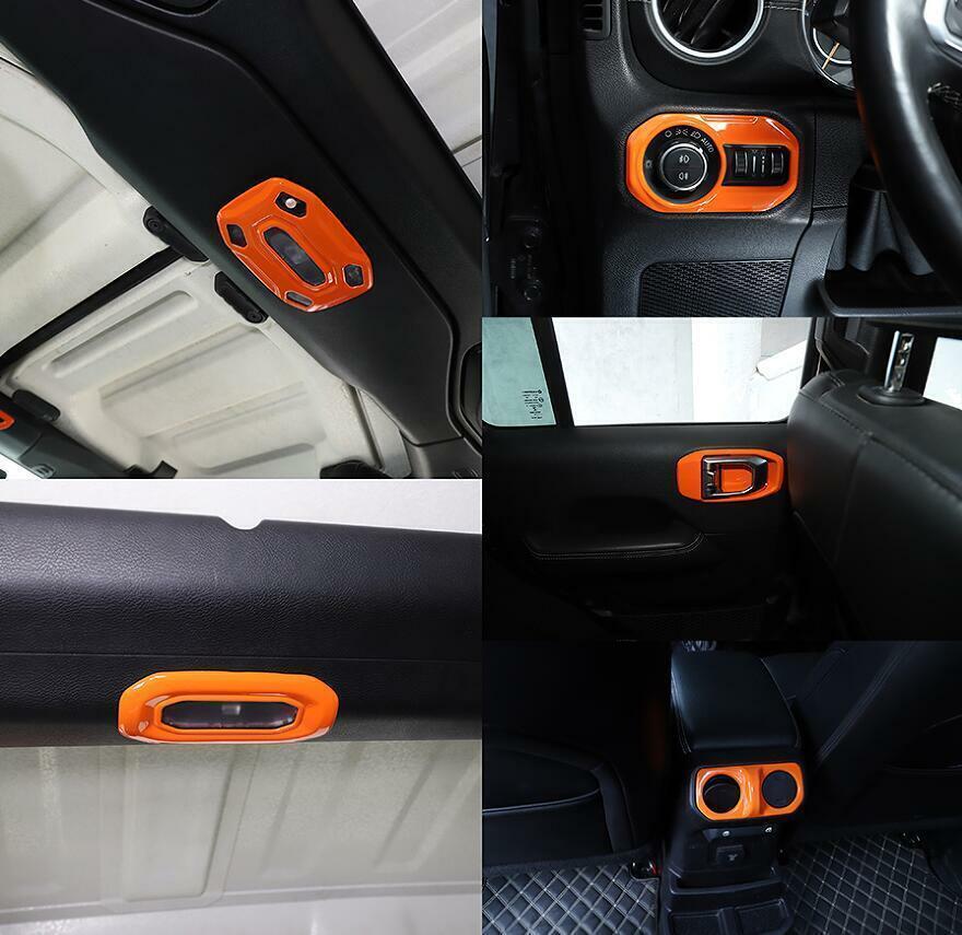 Fit for Jeep for Wrangler JL/JT 18-2021 21PCS ABS Orange Car Interior kit Cover Trim