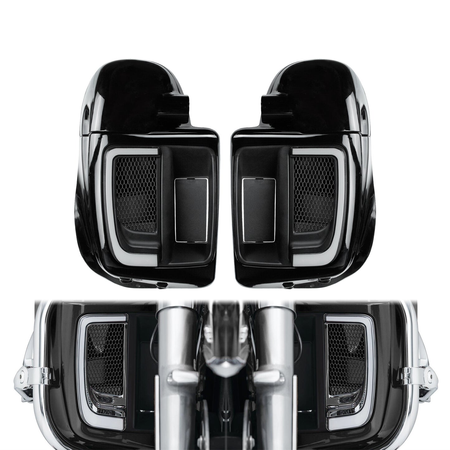 Lower Vented Fairing w/ Turn Signal LED Light for Harley Road Street Glide 14-24