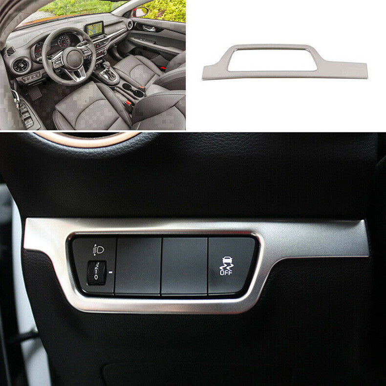 for Kia Forte 2019-2021 Silver interior Headlight Switch Button Cover Trim Frame