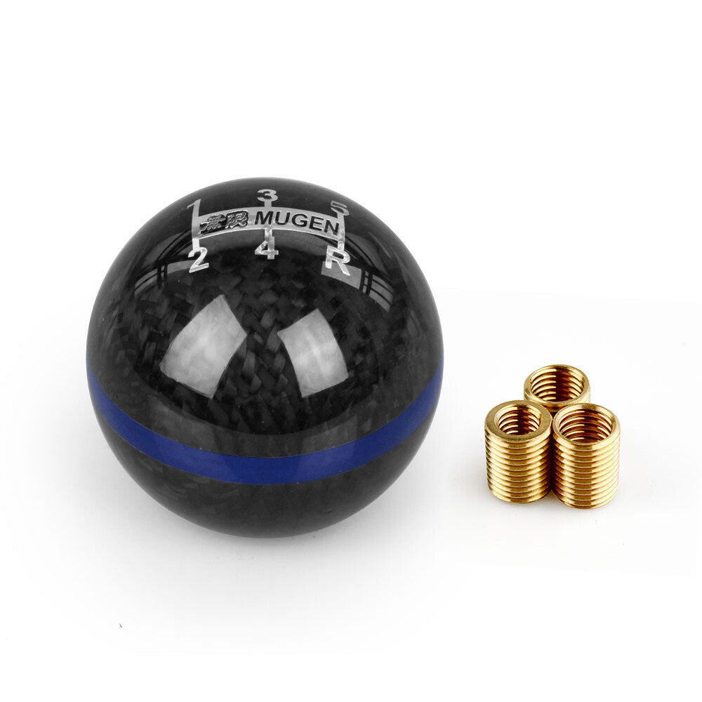 Blue Stripe Universal Real Carbon Fiber Ball Manual MT Gear Shift Shifter Knob