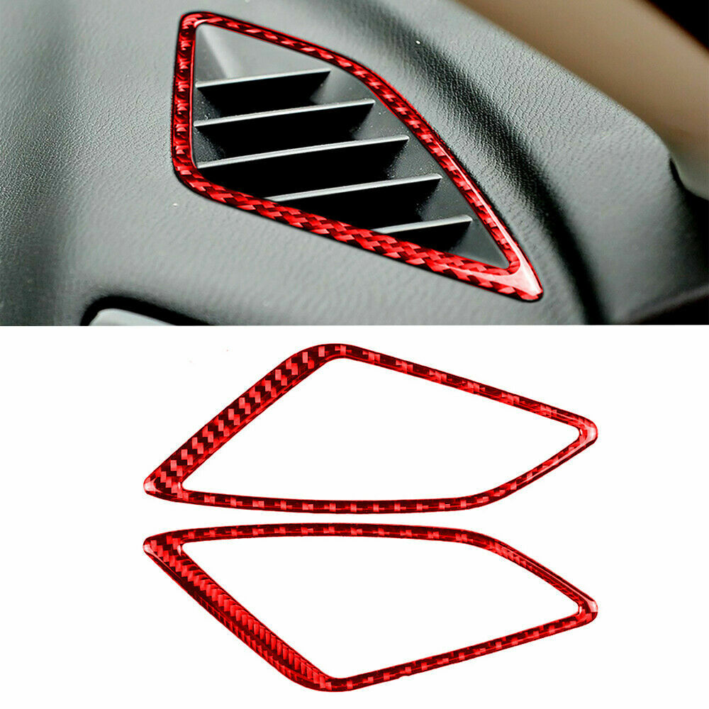 2-pack of red carbon fiber vent socket stickers for Mazda 3 Axela 2017-2018