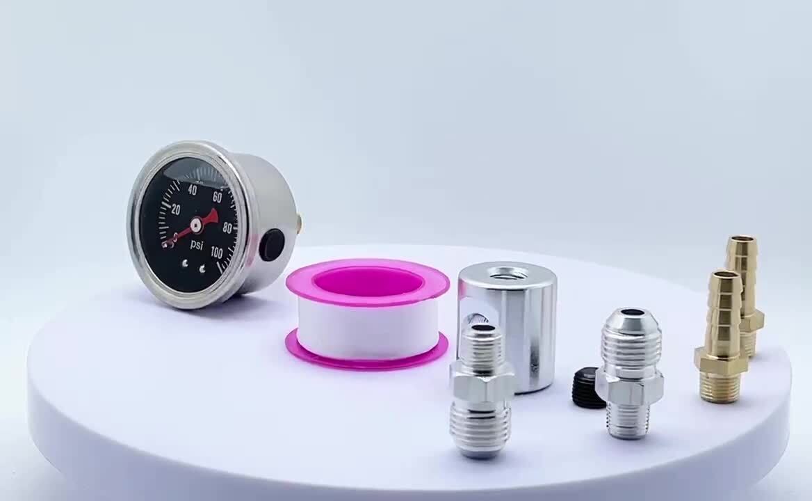 Liquid 0-100psi Fuel Pressure Gauge Regulator Gauge 1/8 NPT W/ Adapter Kit