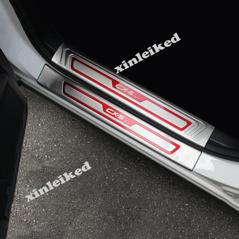 for Mazda CX-5 2017-2021 Silver titanium Door Sill Scuff Plate Guards Protector