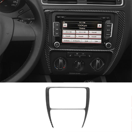 Carbon Fiber Central Console Frame Cover Trim for Volkswagen for Jetta Sedan 2011-14