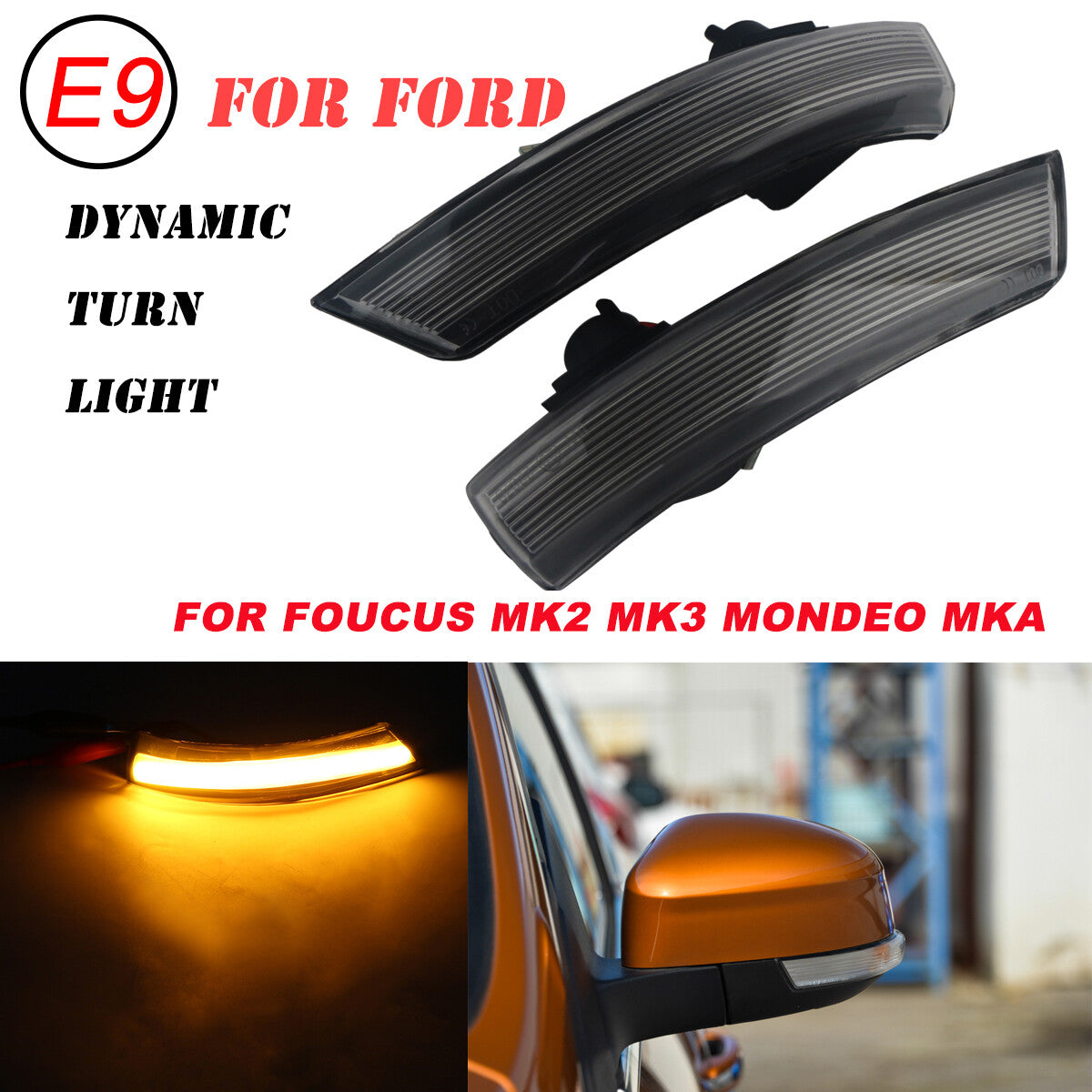 for FORD FOCUS MK2 MK3 MK4 Facial Dynamic LED Mirror Indicator Rotation Signal