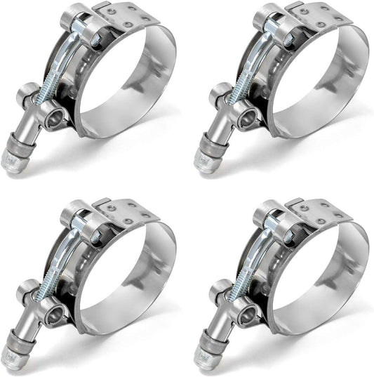 3-inch T-bolt hose clamps, stainless steel, for turbine intake intercooler hose clamps (4 pieces)