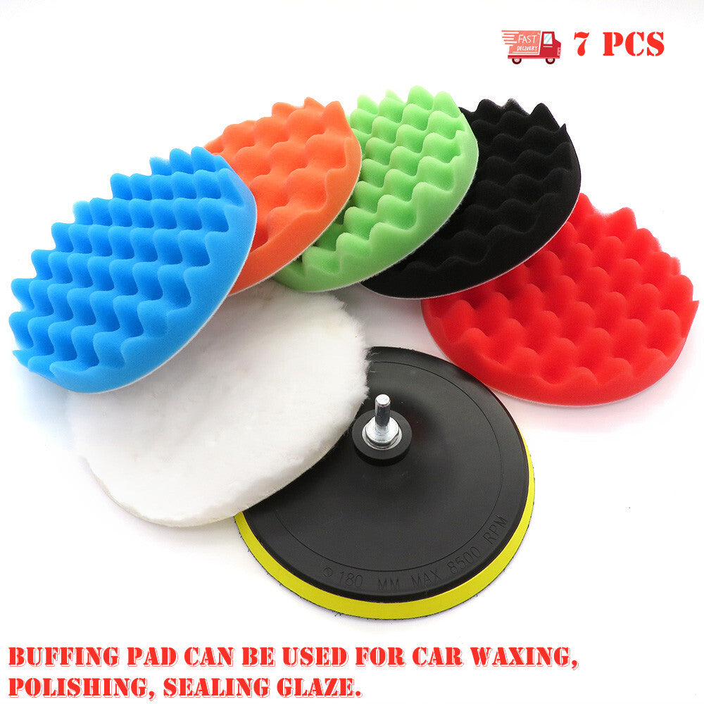 7-Piece 3-inch Car Polishing Pad Polishing Drill Sponge Set Waxing Foam Polisher