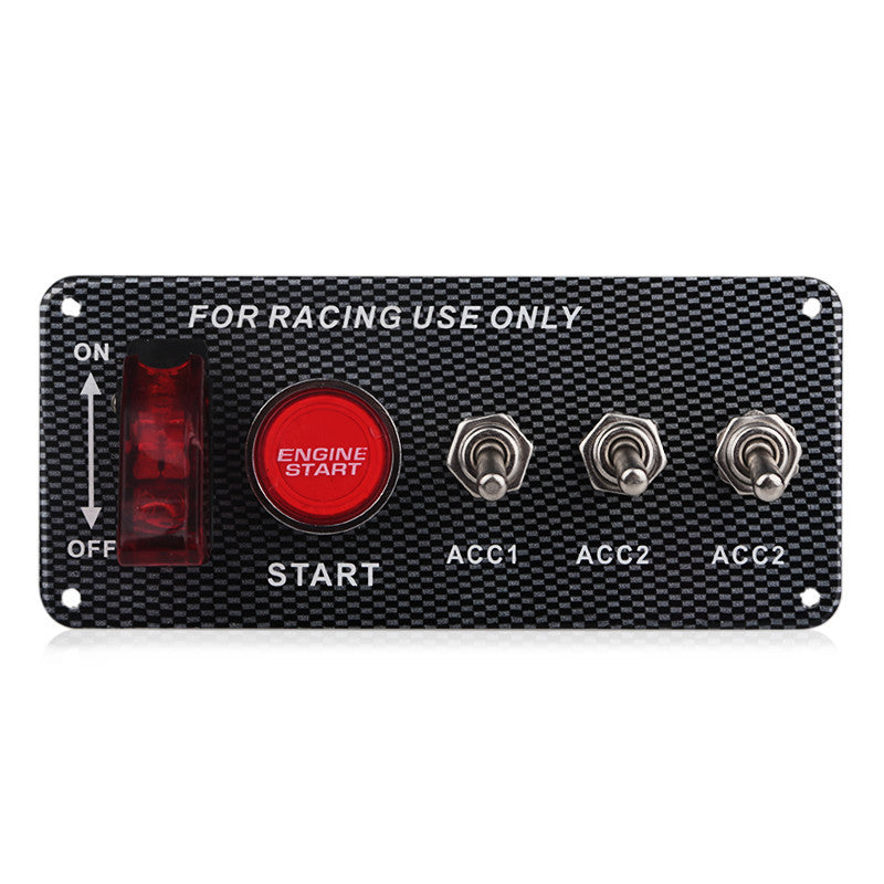 Car LED Toggle Carbon Panel Ignition 5in1 Switch Panel Engine Start Push Button
