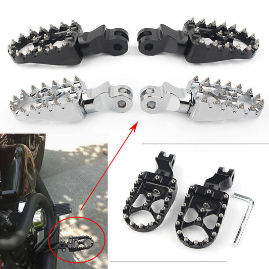 Chrome Wide Front Foot Pegs Footrests for T100 T900 2001-15 Thruxton 1200 04-15