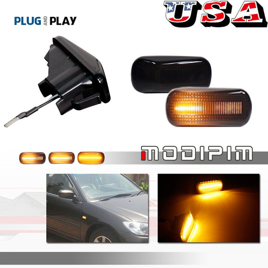 New amber dynamic smoke LED fender side marker lights for Honda for Civic Si CRV Jazz
