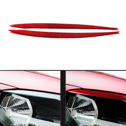 2Pcs Red Carbon Fiber Headlight Eyebrows Trim Cover for VW for Golf MK7 2014-2019