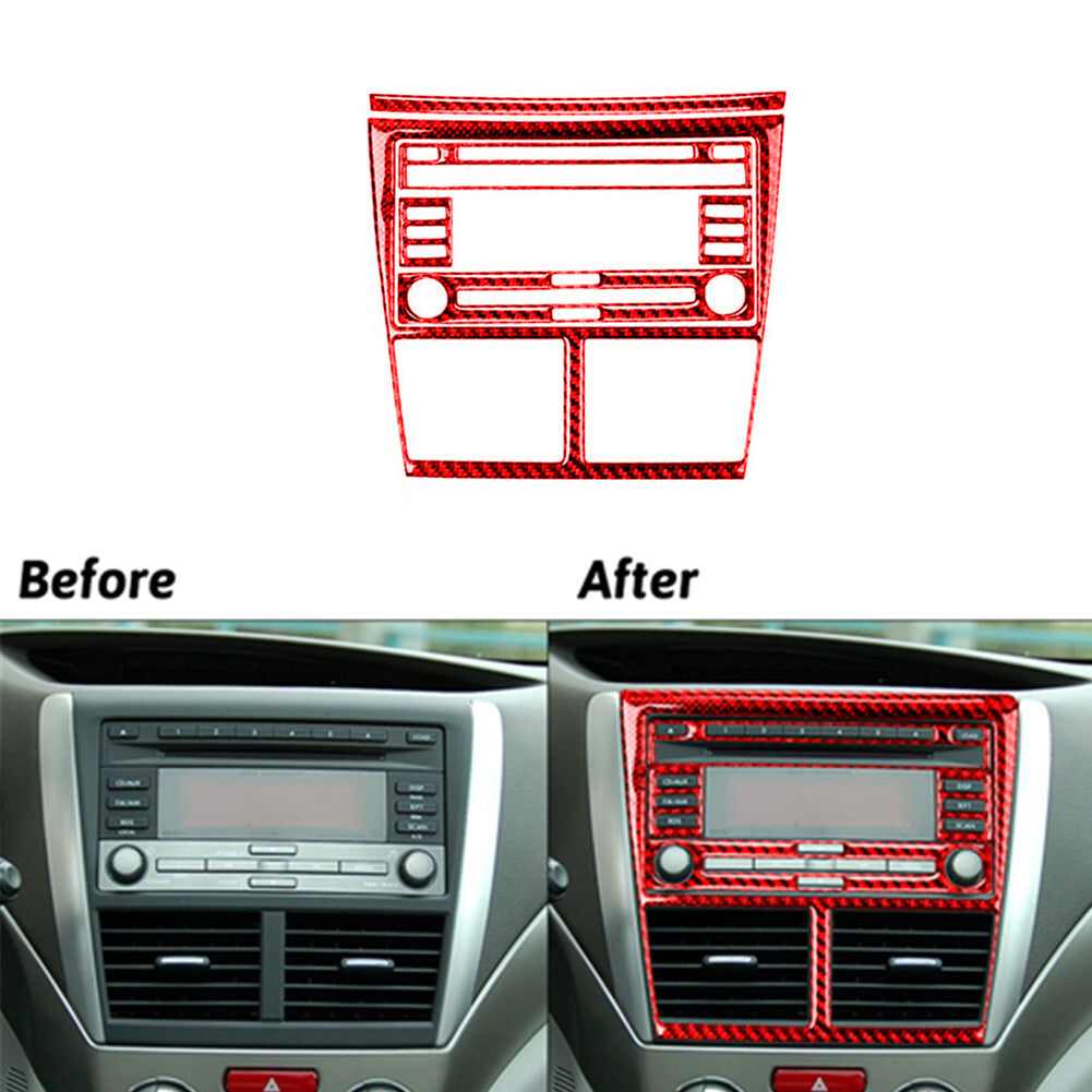 6Pcs Red Carbon Fiber Ccenter Console Trim for Subaru Forester 2009-2013 Type A